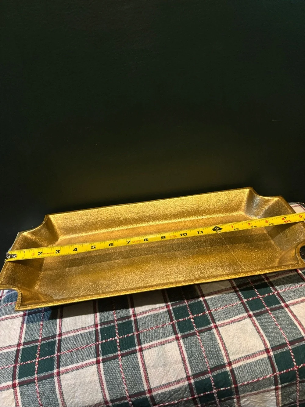 Gold Tone Solid Metal Decorative Tray - Elegant Home Bath Accent